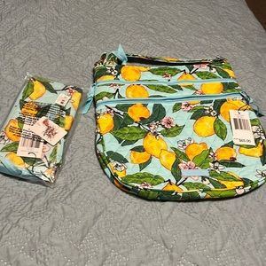 Vera Bradley lemon grove trio zip hipster 85.00 and accordion wallet 75.00 new